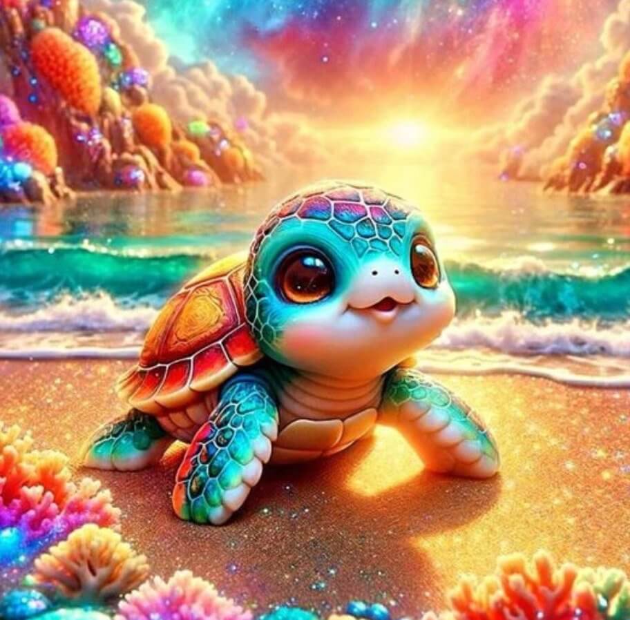 5D DIY Diamond Painting - Full Round / Square - Colorful Sea Turtle
