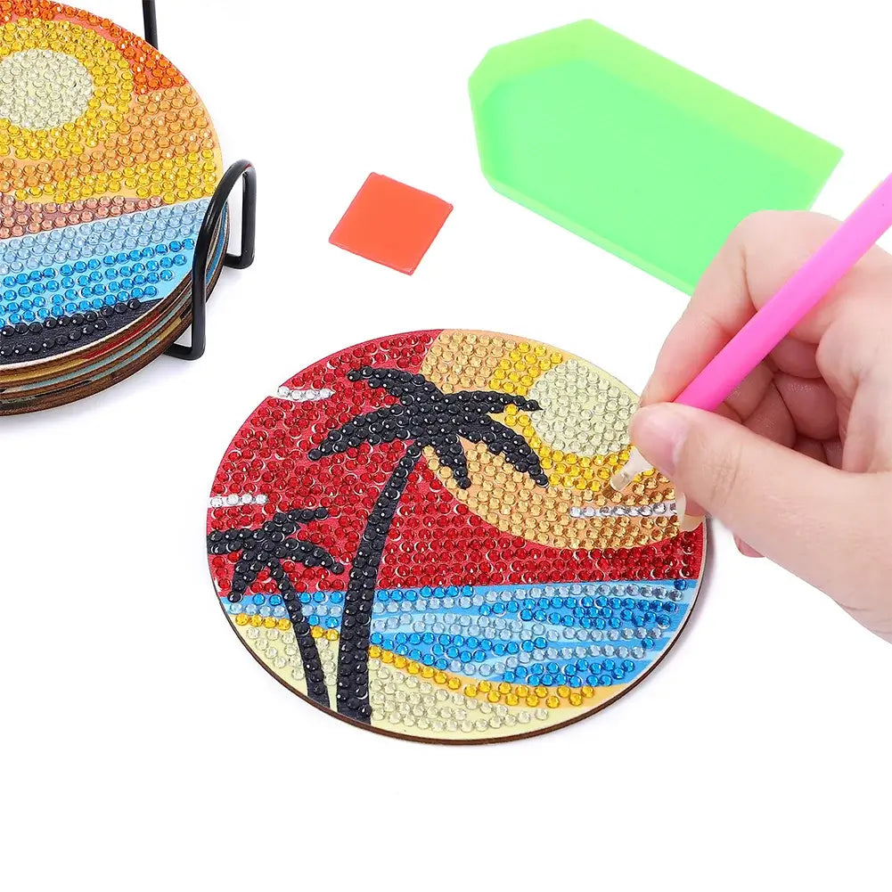 seaside diamond painting cup coaster