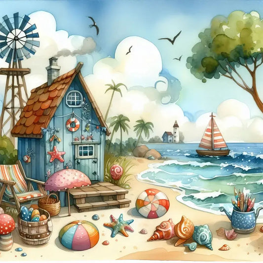 5D DIY Diamond Painting - Full Round / Square - Seaside House