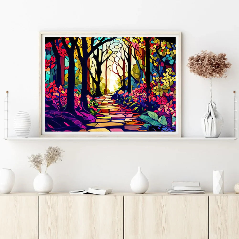 shaded path Stained glass diamond painting KIT