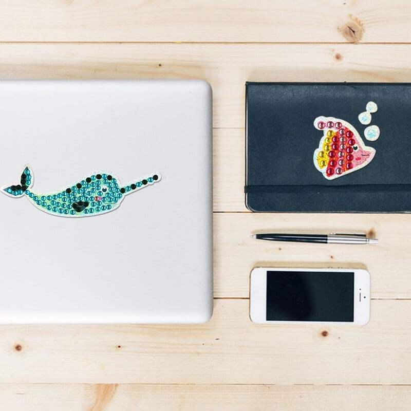 shark and clown fish diamond painting mosaic adhesive stickers