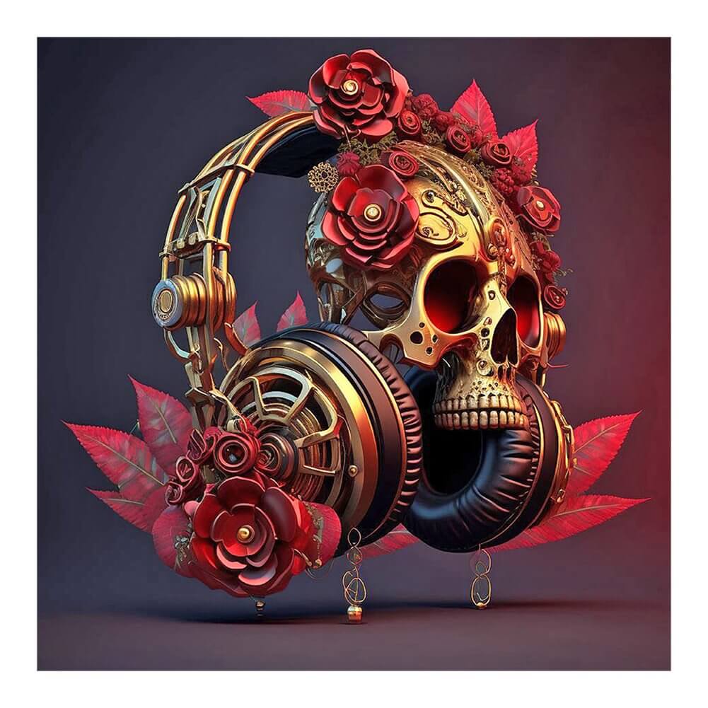 Halloween 5D DIY Diamond painting - Full Round / Square - Skull Earphone