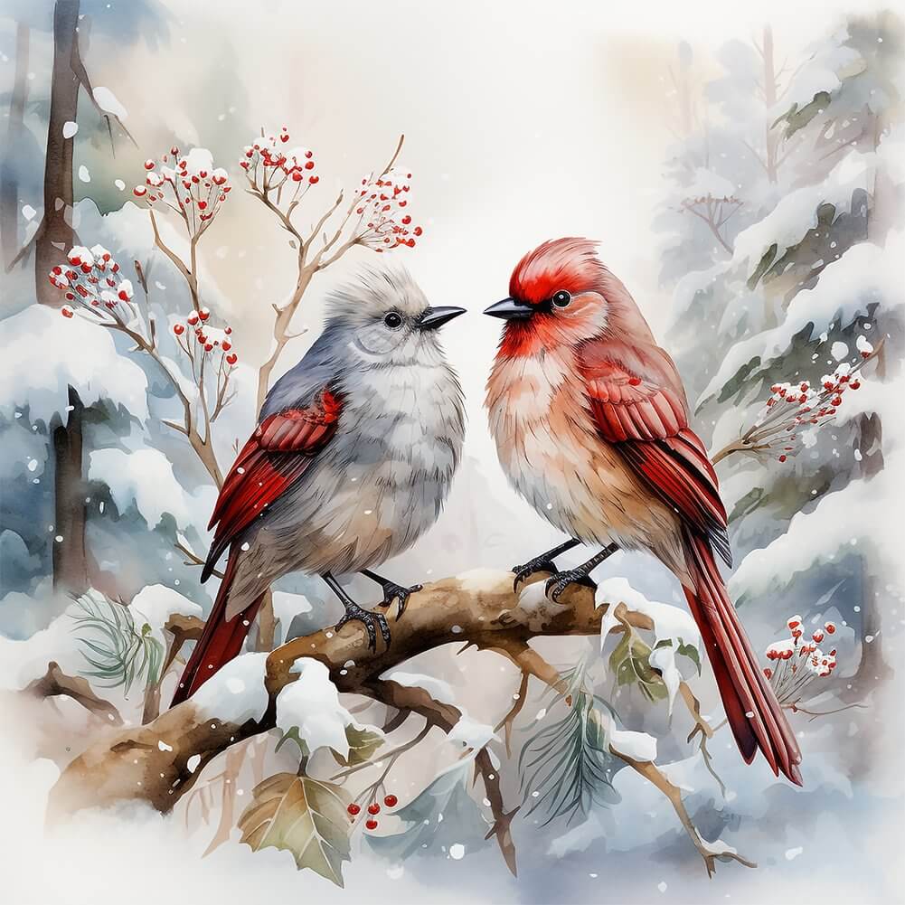 5D DIY Diamond Painting Kit - Full Round / Square - Snow Birds