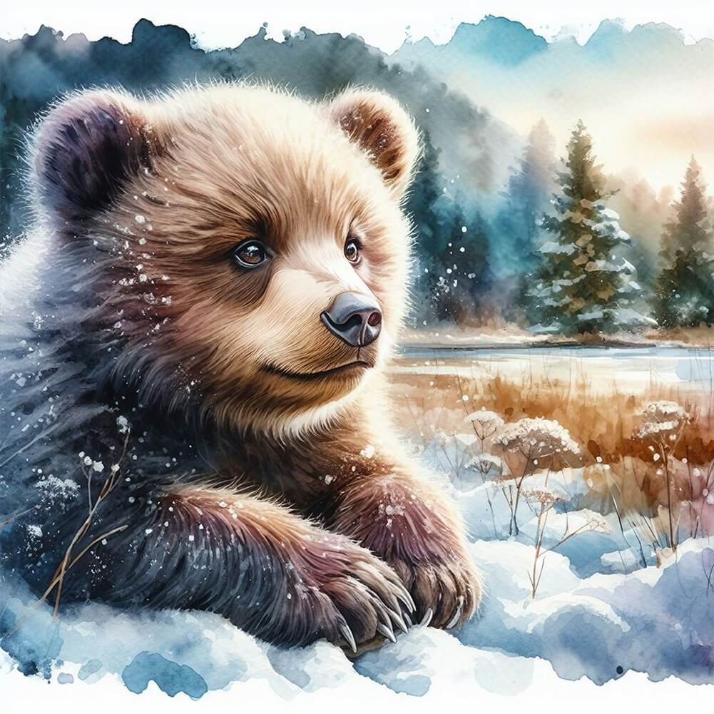 5D DIY Diamond Painting Kit - Full Round / Square - Snow Grizzly