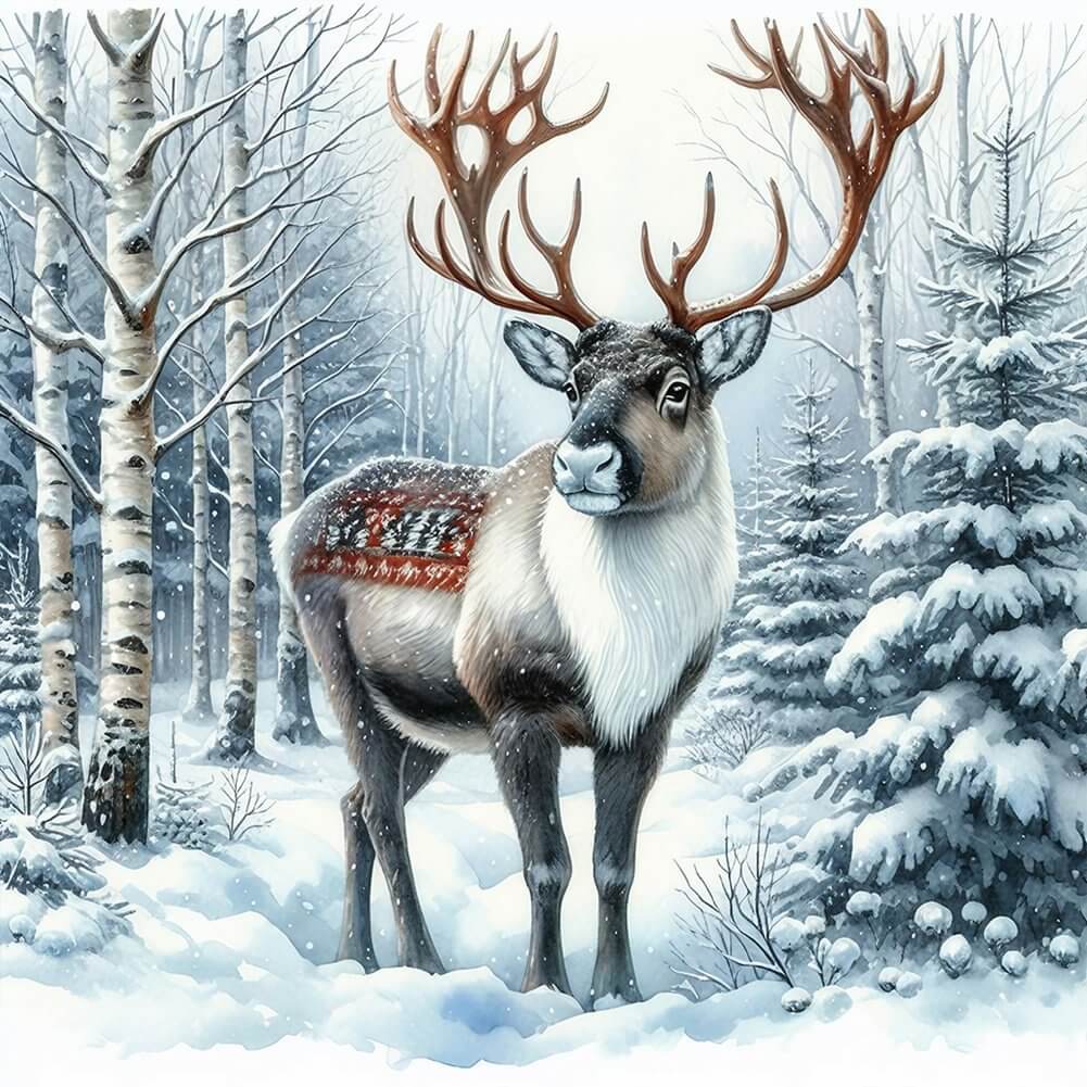 5D DIY Diamond Painting Kit - Full Round / Square - Snow Moose