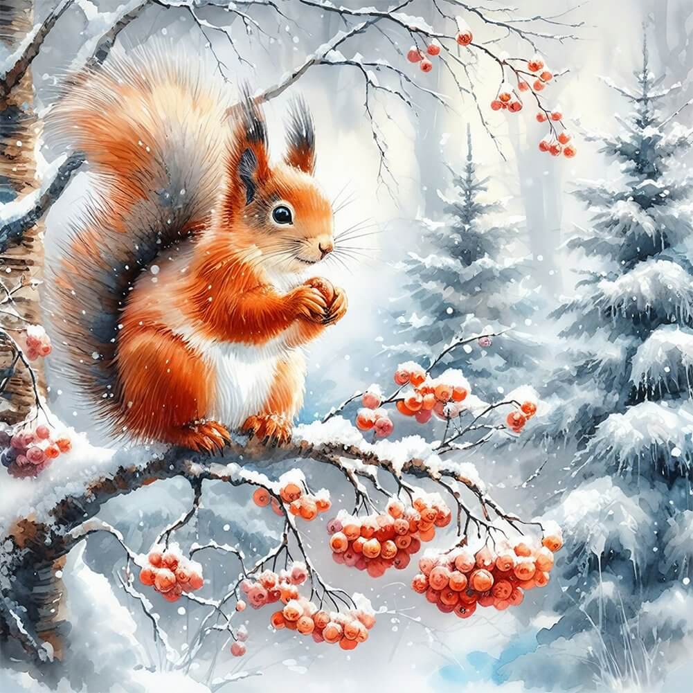 5D DIY Diamond Painting Kit - Full Round / Square - Snow Squirrel