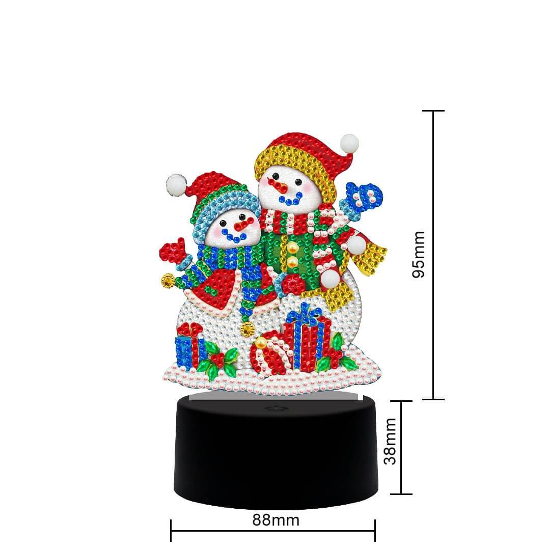 DIY Snowman Diamond Painting Led Table Lamp Ornament Size