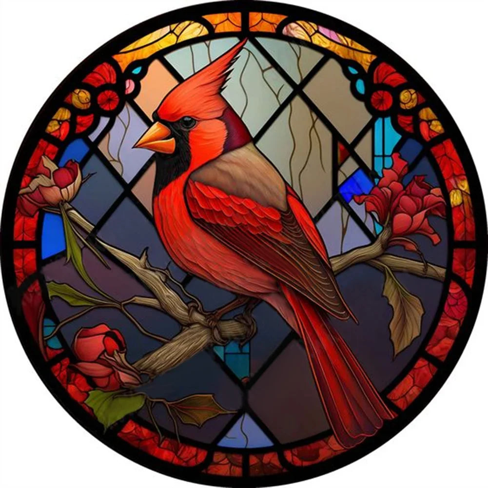 stained glass cardinal diamond art kit