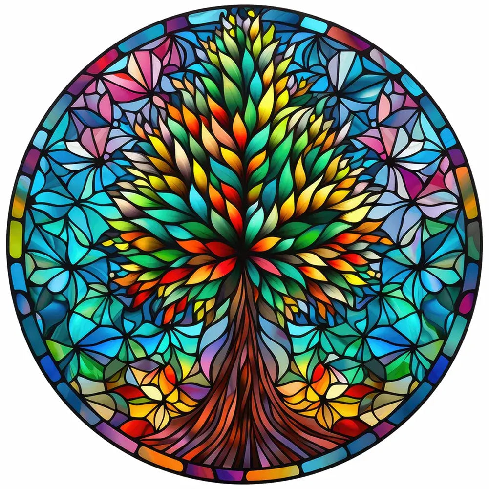 Diamond painting - Full Round / Square - Stained Glass Christmas Tree