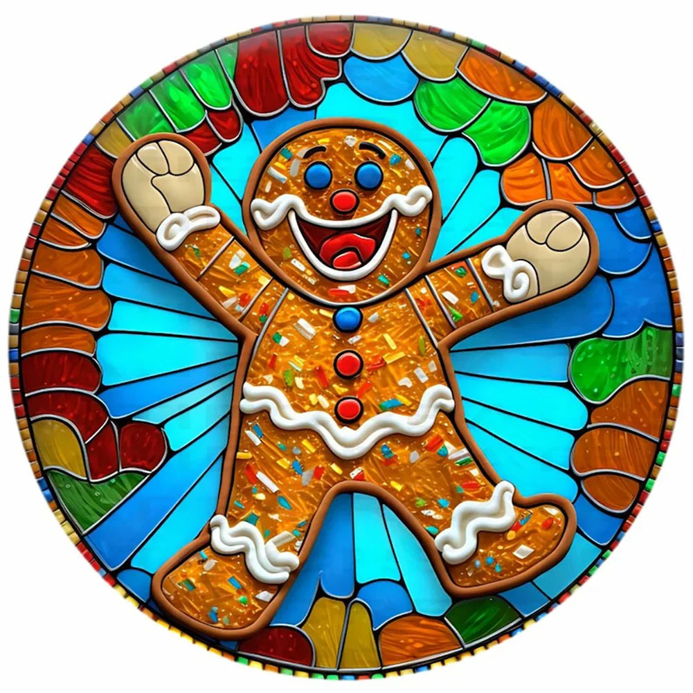 stained glass gingerbread man diamond painting