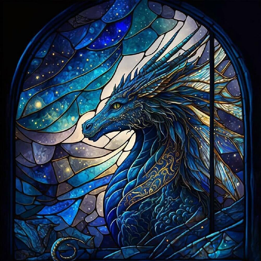 Diamond Painting - Full Round / Square - Stained Glass Gragon