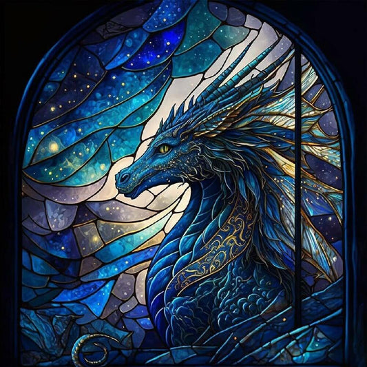 Diamond Painting - Full Round / Square - Stained Glass Gragon