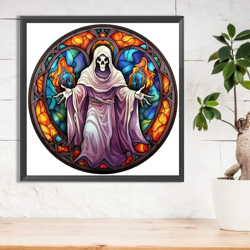 Stained Glass Skull Halloween diamond painting