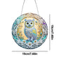 Stained Glasses Owl DIY Diamond Painting Vintage Hanging Ornament Size