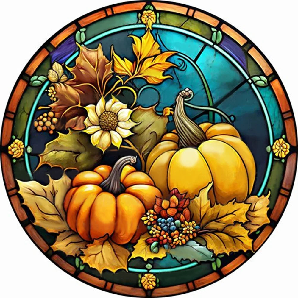 stained glass pumpkin diamond painting kit