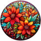 Diamond painting - Full Round / Square - Stained Glass Red Flower