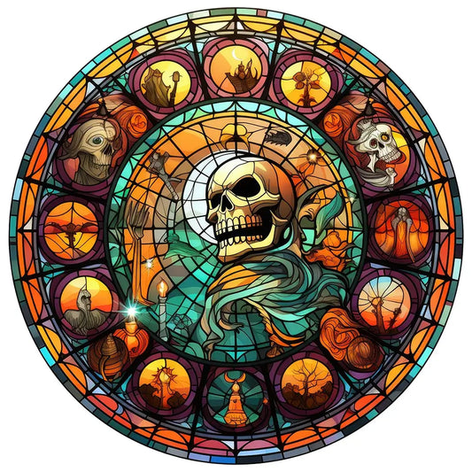 Halloween diamond painting - Full Round / Square - Stained Glass Skull B