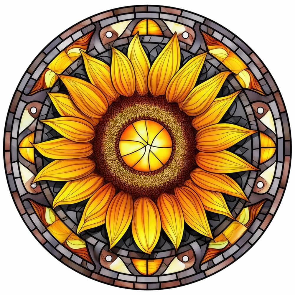 5D DIY Christmas Diamond Painting Kit - Full Round / Square - Stained Glass Sunflowe
