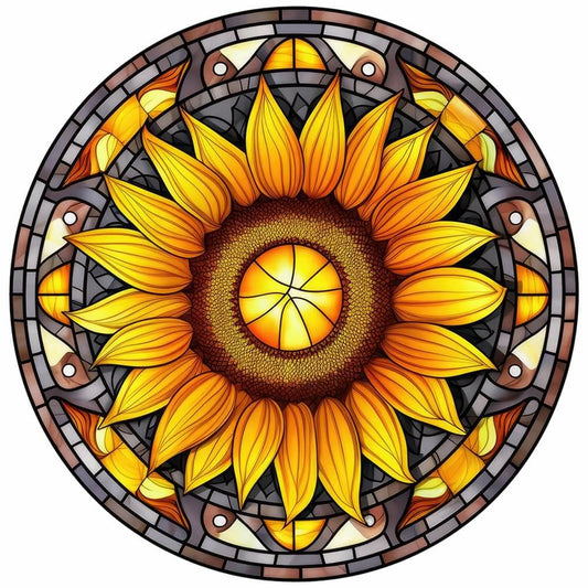 5D DIY Christmas Diamond Painting Kit - Full Round / Square - Stained Glass Sunflowe