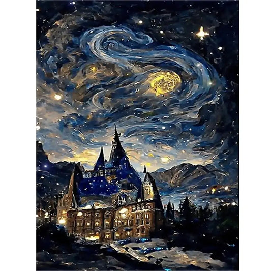 5D DIY Diamond Painting - Full Round / Square - Castle Under Starry Sky
