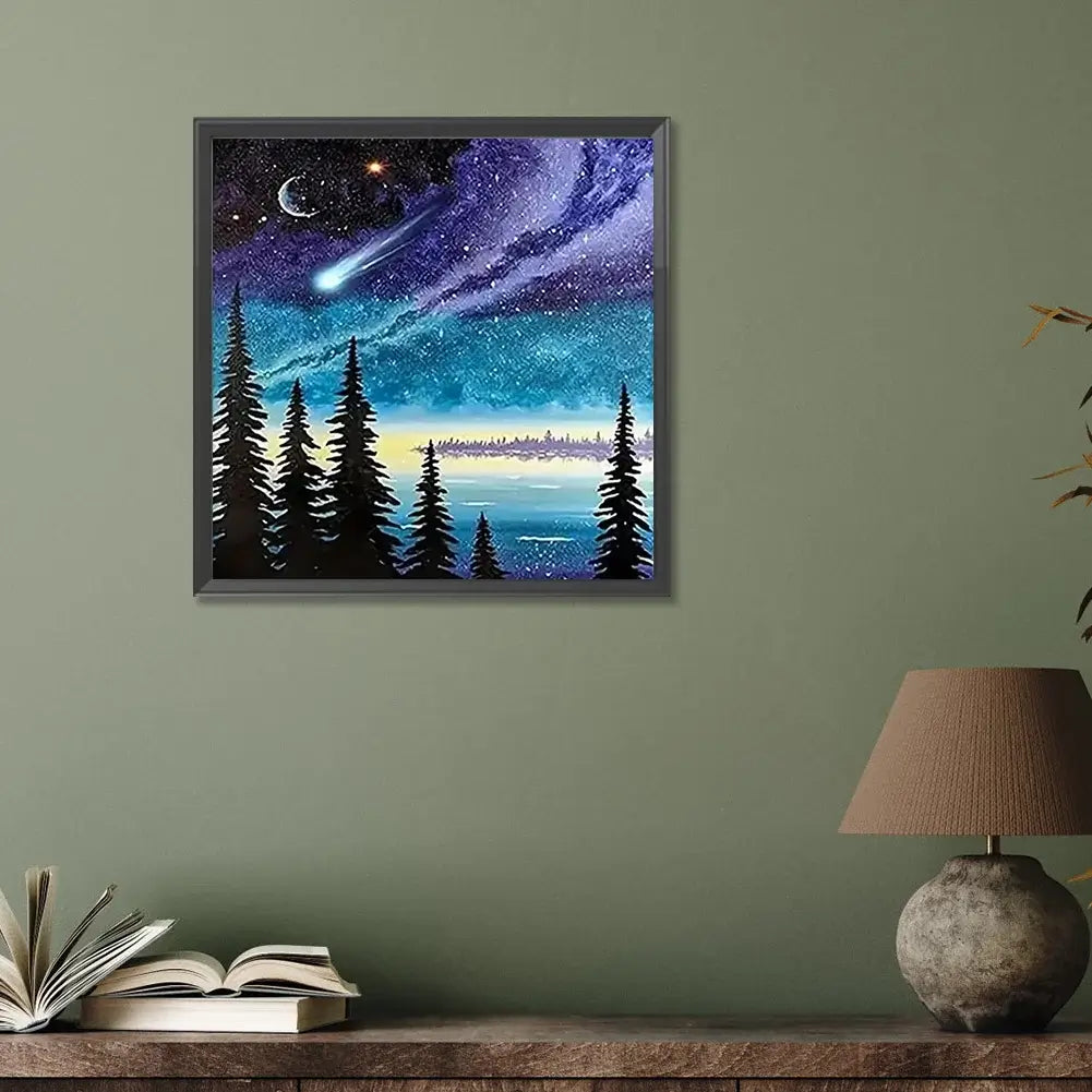 Starry Night Forest Diamond Painting Kit