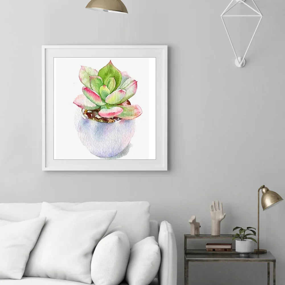 succulent in pot diamond art