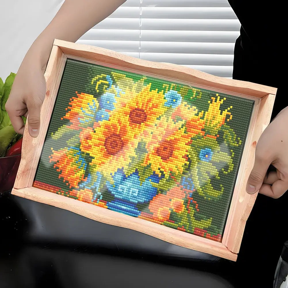 DIY Sunflower Diamond Painting Decor Wooden Food Tray kit