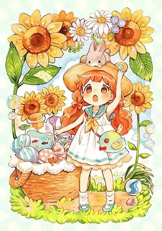 sunflower girl full drill diamond painting kit