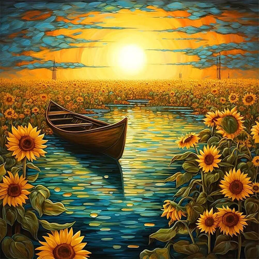5D DIY Diamond Painting Kit - Full Round / Square - Sunflower Lake