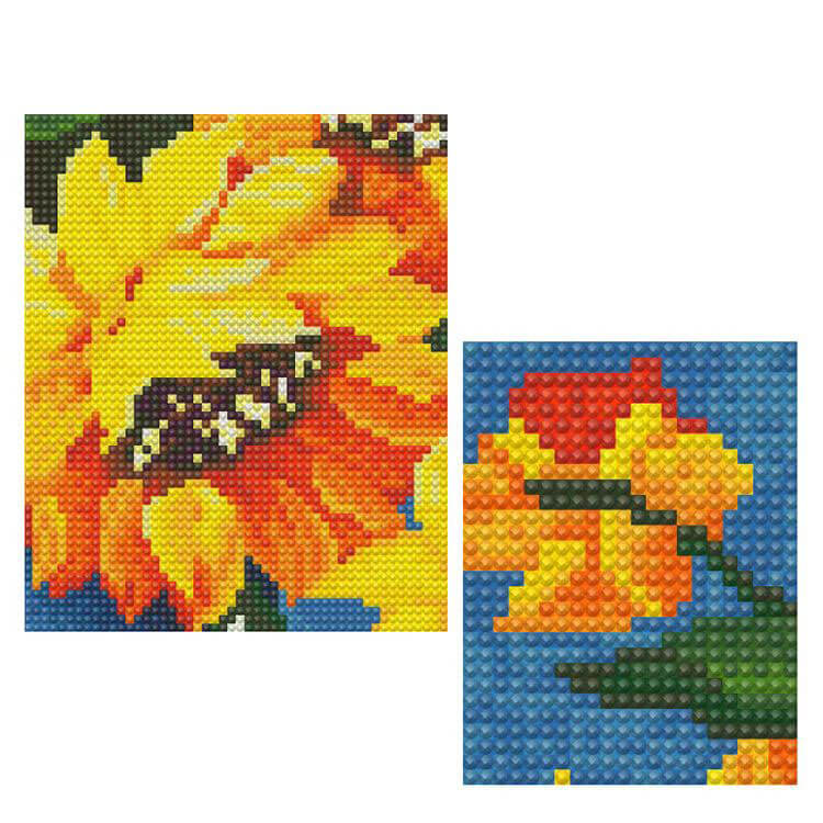 sunflower vase diamond art detail