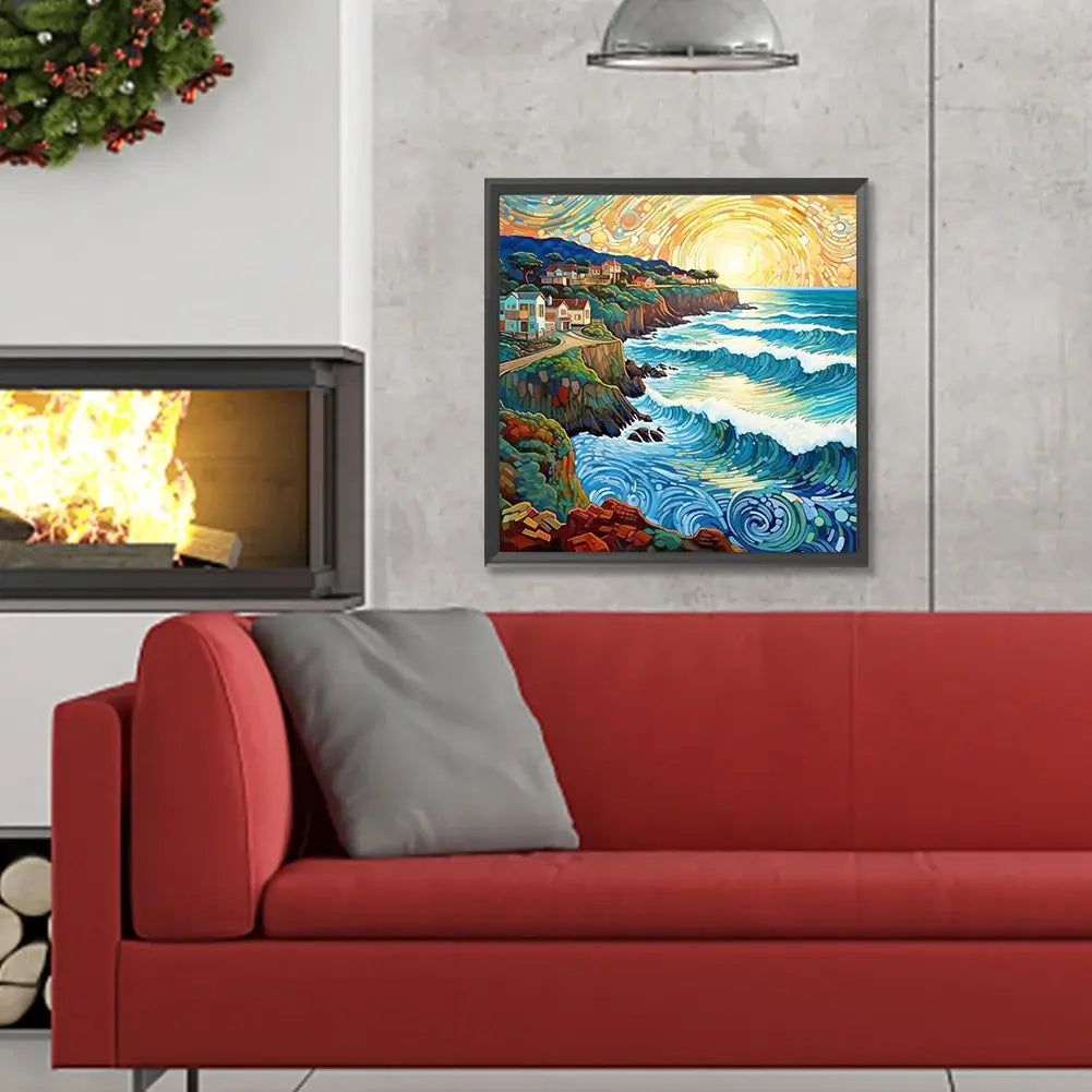 Sunrise Over Seaside Town 5D DIY Diamond Painting Kit