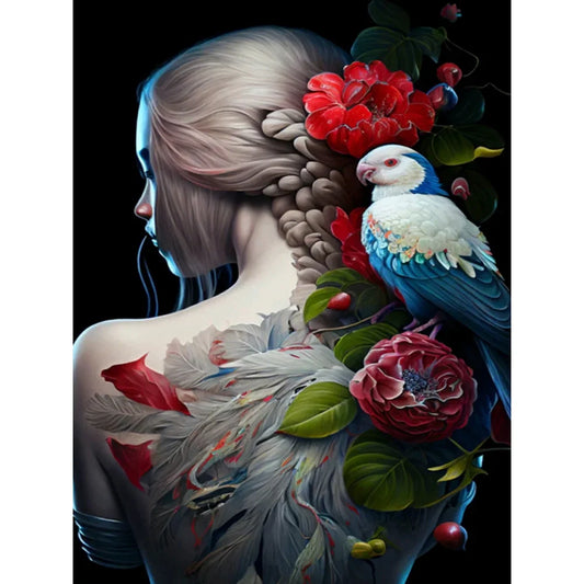 Diamond Painting - Full Round / Square - Tattoo Girl & Bird