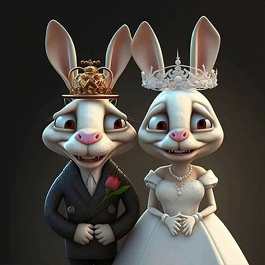 5D DIY Diamond painting - Full Round / Square - The Rabbit Couple