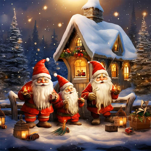 three santas diamond painting
