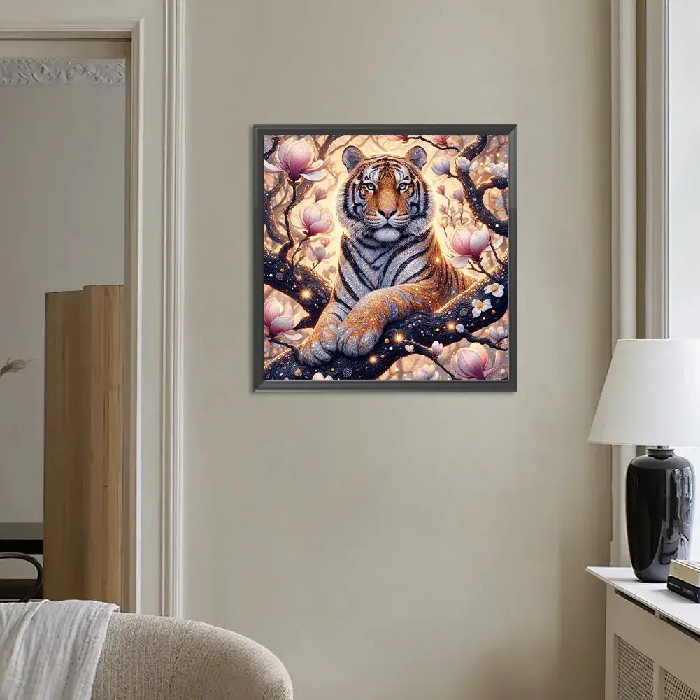 Tiger On Branch Diamond Painting Kit