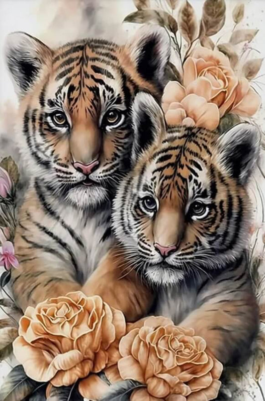 Tigers & Rose Diamond Painting