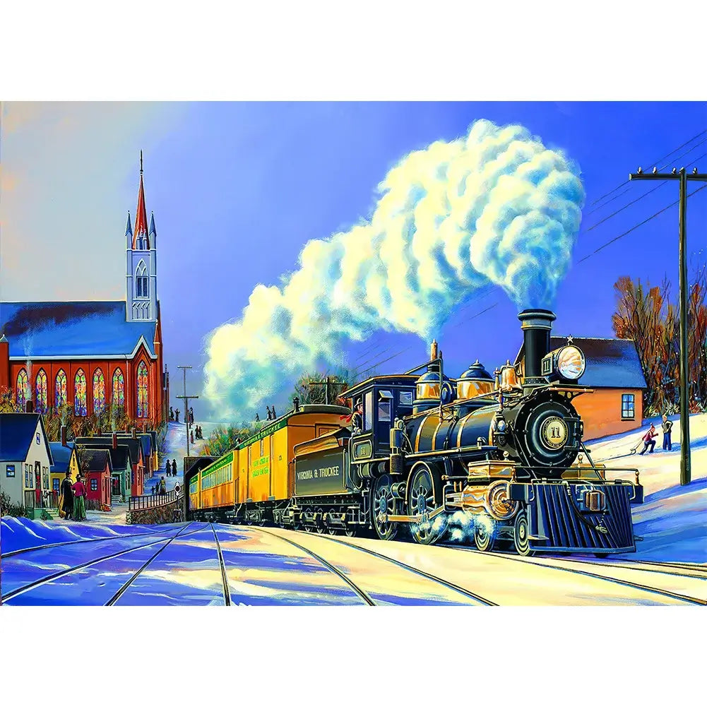 5D DIY Flower Diamond Painting - Full Round / Square - The Train
