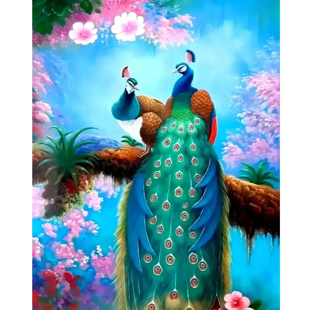5D DIY Diamond Painting - Full Round / Square - Two Peacocks