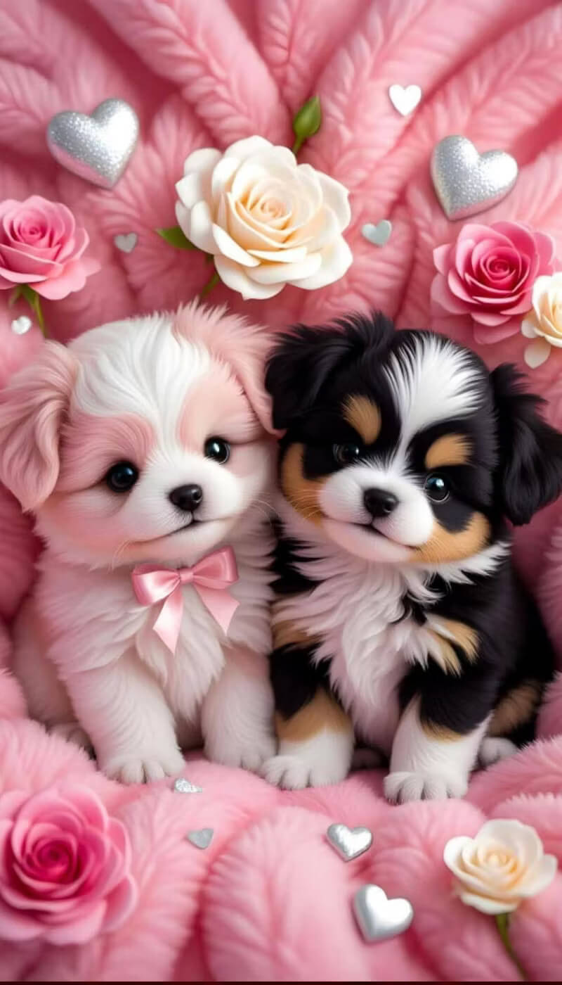 DIY Animal Diamond Painting Kit - Full Round / Square - Two Puppies