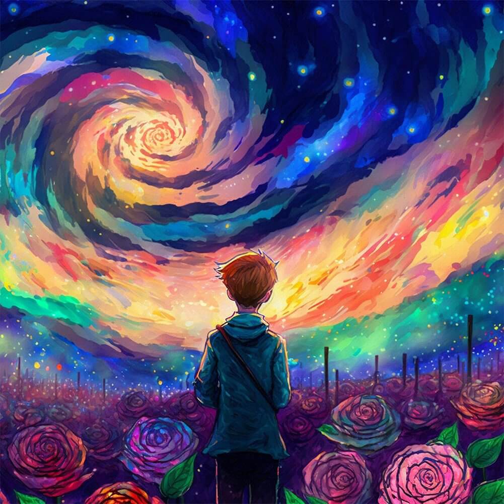 5D DIY Diamond Painting Kit - Full Round / Square - Boy Under The Starry Sky