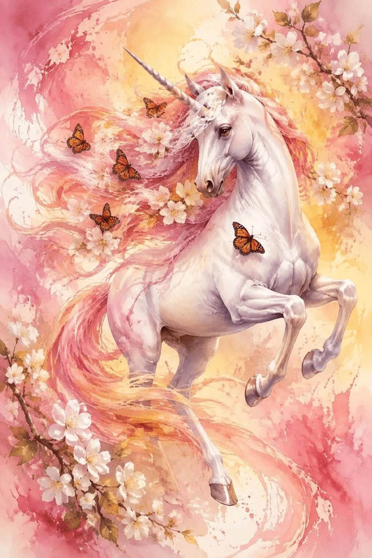 DIY Animal Diamond Painting Kit - Full Round / Square - Unicorn And Butterfly