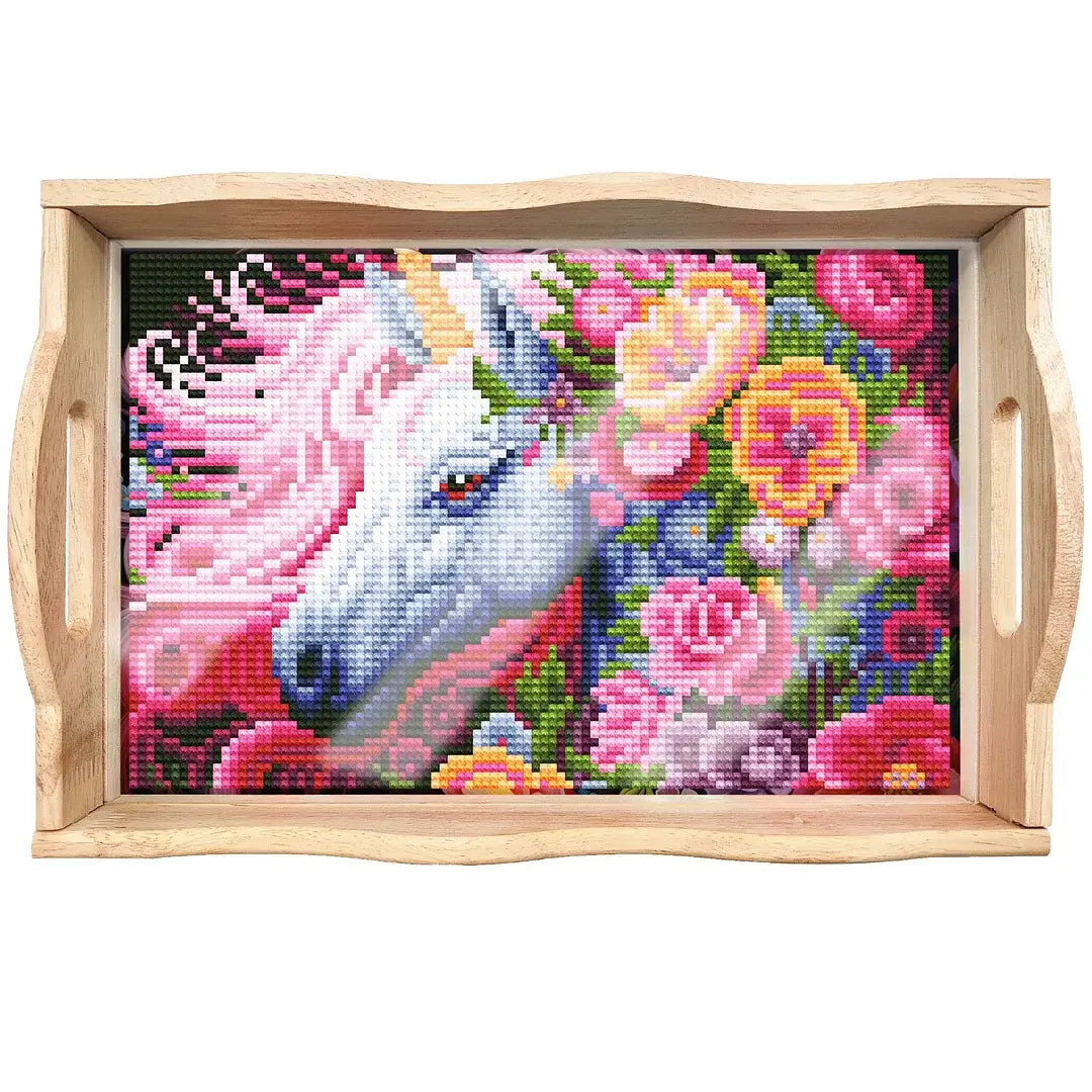DIY Diamond Painting Decor Wooden Food Tray - Unicorn