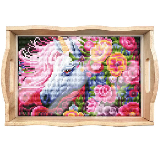 DIY Diamond Painting Decor Wooden Food Tray - Unicorn