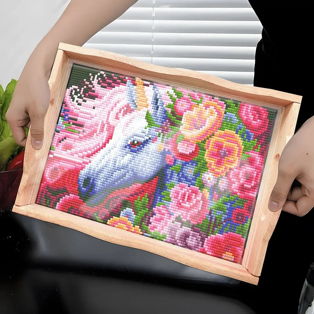 Unicorn DIY Diamond Painting Decor Wooden Food Tray