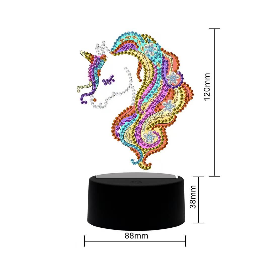 DIY Unicorn Diamond Painting Led Table Lamp Ornament Size