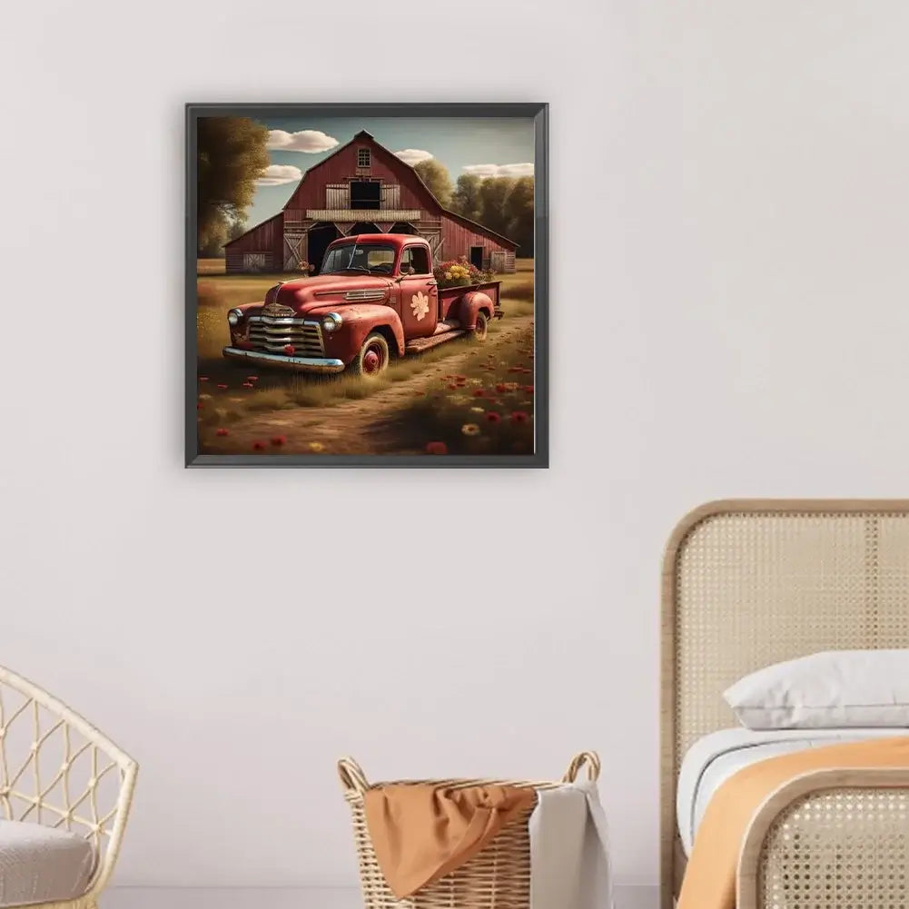 5D DIY Diamond Painting - Full Round / Square - Village Red Car