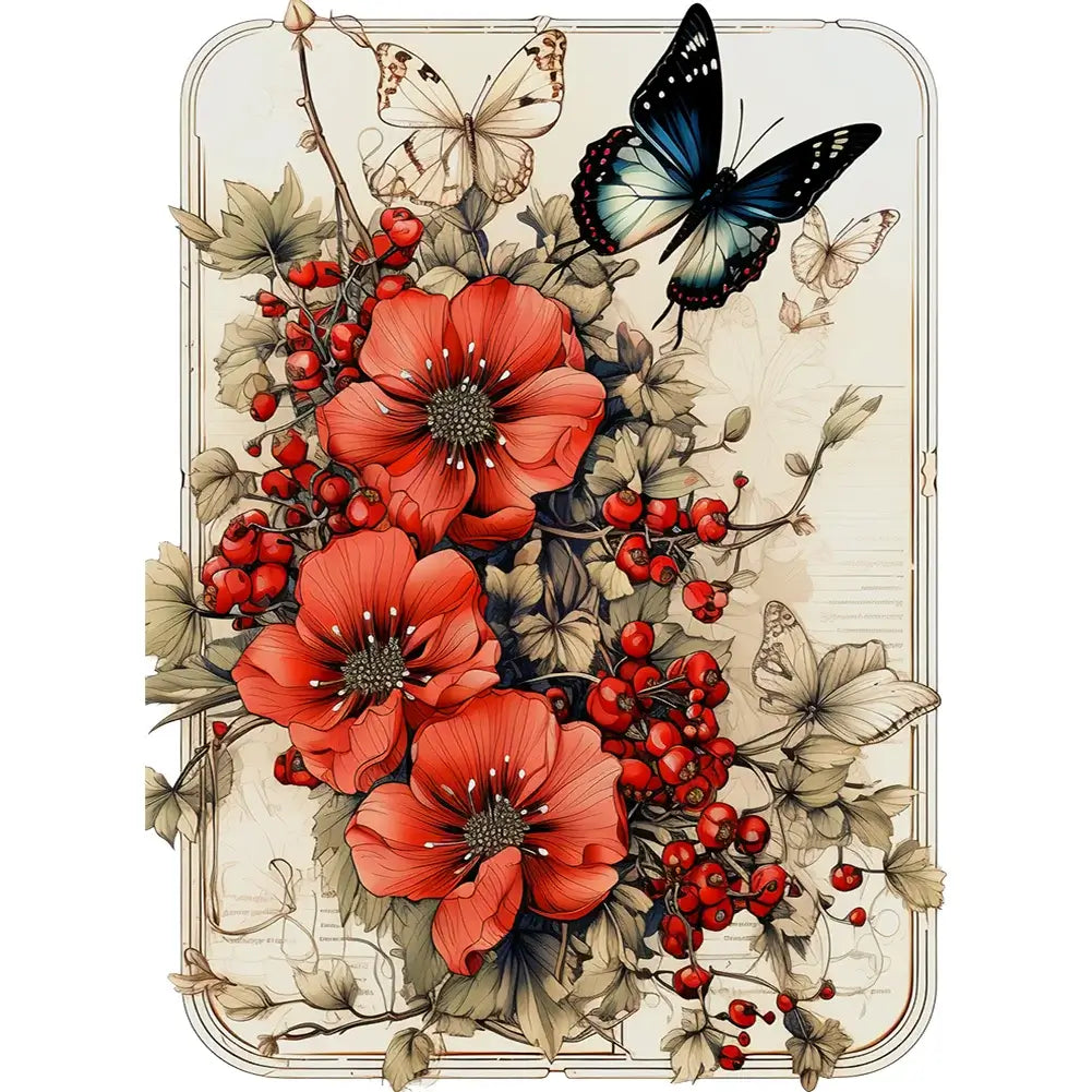 5D DIY Diamond Painting - Full Round / Square - Vintage Saffron Butterfly C