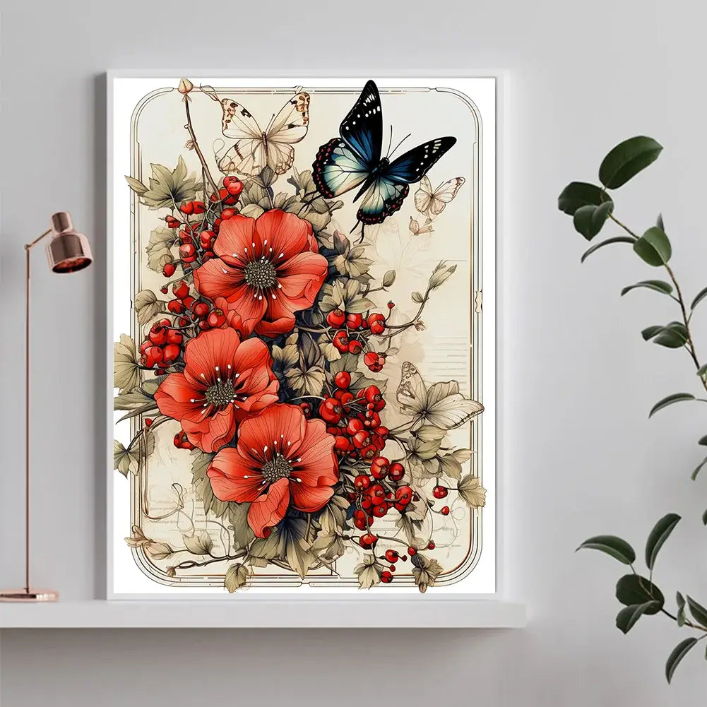 vintage saffron butterfly diamond art kit