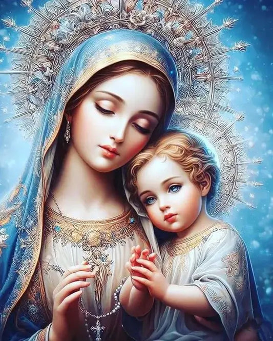 Virgin Maria And Kid Diamond Art