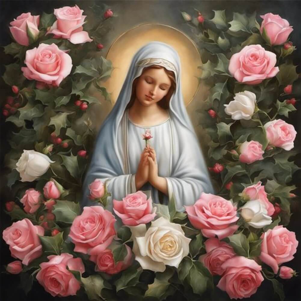Virgin Mary And Rose 5D DIY Diamond Painting